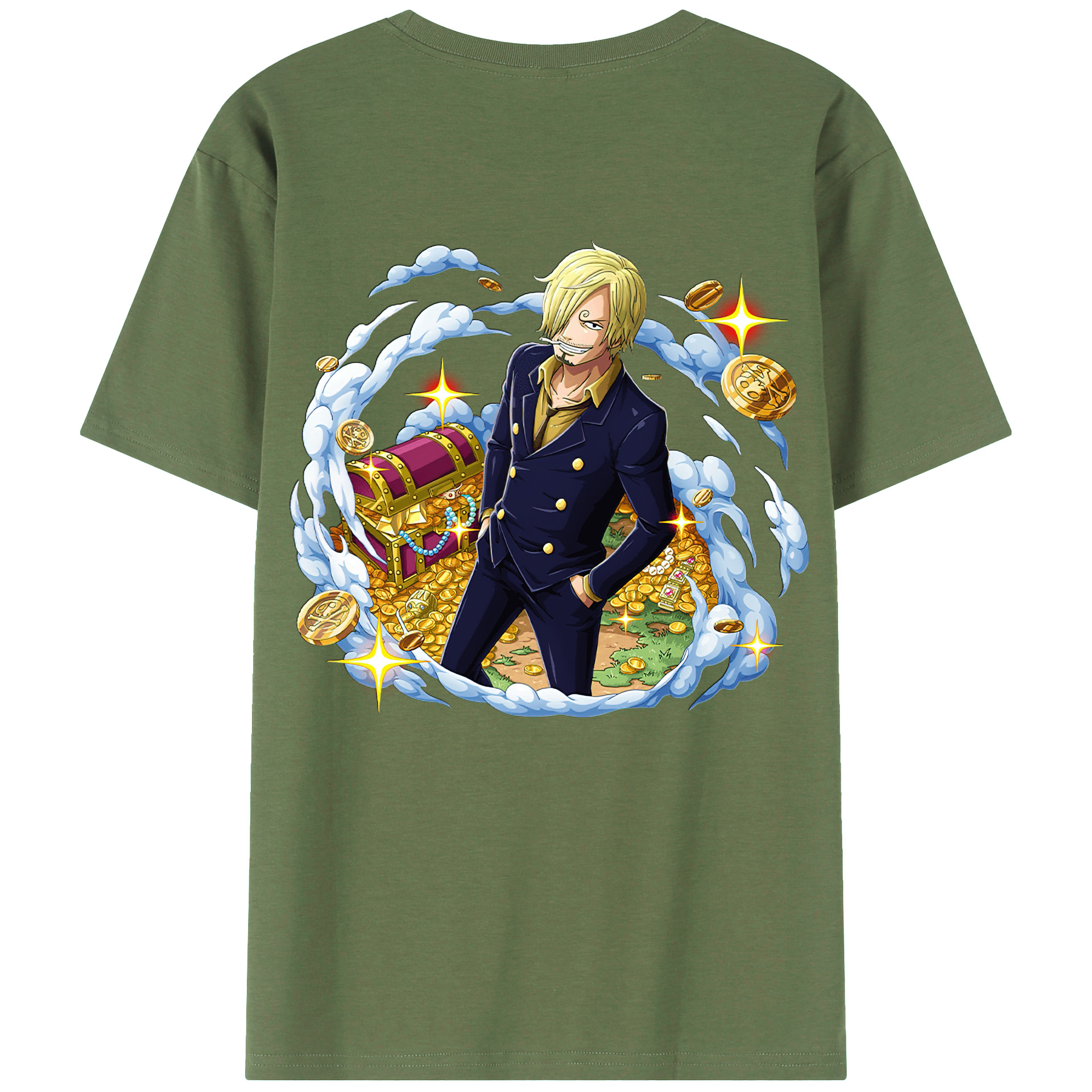 （画像用） ワンピース サンジ ONE PIECE Sanji 綿100％ メンズ半袖Tシャツ（バックプリント） 通気性